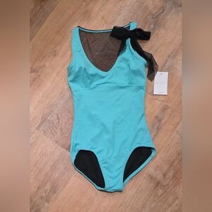 Capezio Women's Turquoise Leotard with Black Mesh - S (014)